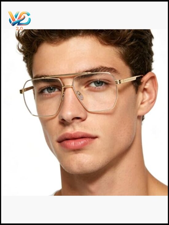 Retro Oversized Square Sunglasses Vintage Pilot Classic Metal UV Protection main image 6